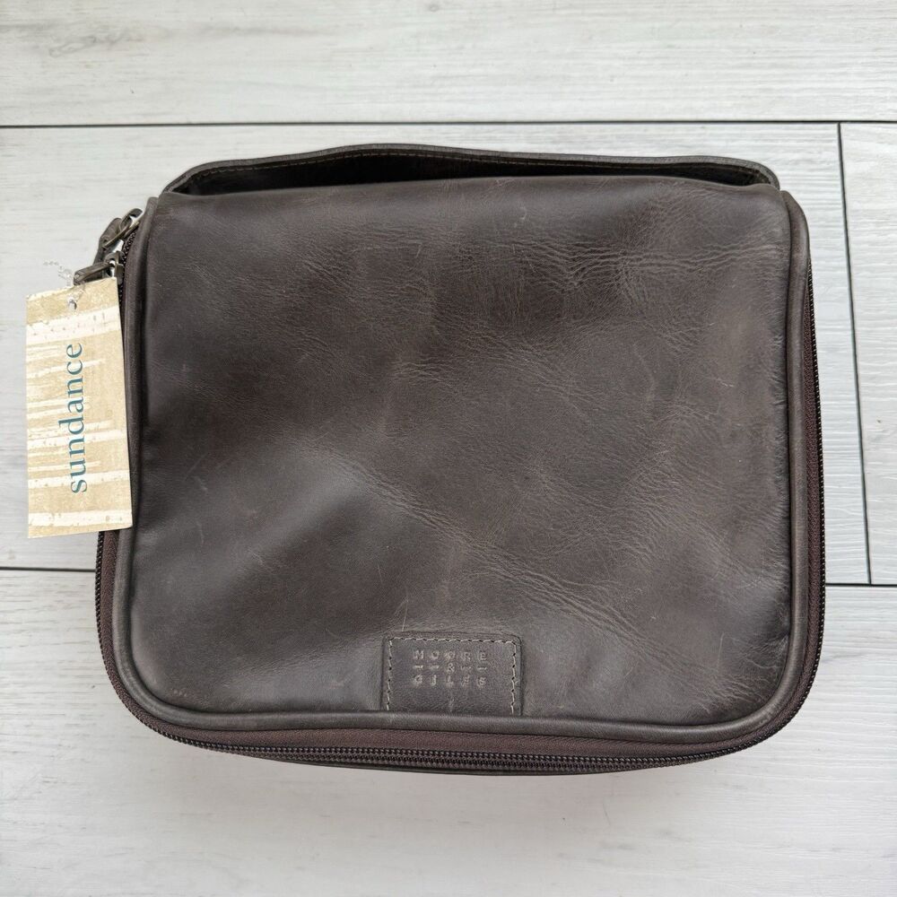 Moore & Giles Brown Leather Bag Homeward Bound Travel Case NWTs Toiletry Bag
